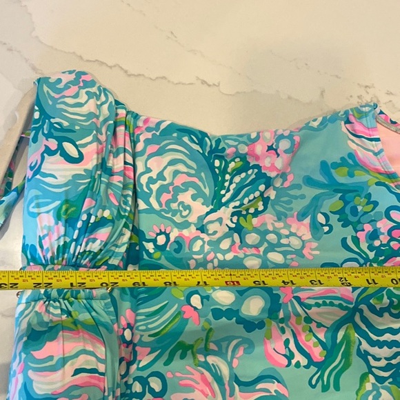 Lilly Pulitzer Aqua and Pink Floral One Piece Swimsuit - Picture 4 of 4